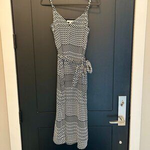 Joie Midi Dress in Black/White Print